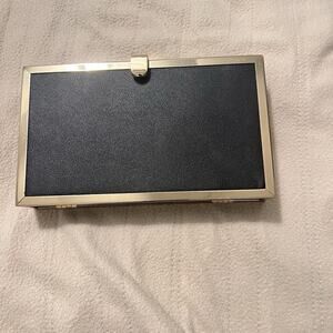 ALDO Black Gold Box Clutch Hard Case Evening Bag Chain Strap Minimalist Chic